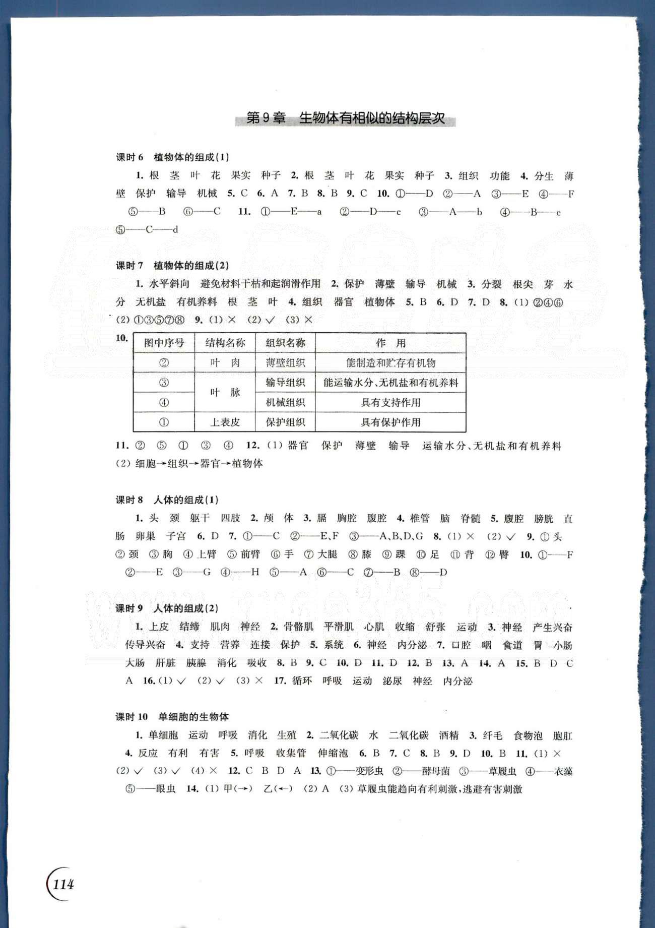 同步練習 蘇教版七年級下生物江蘇科學技術出版社 第四單元 [2]