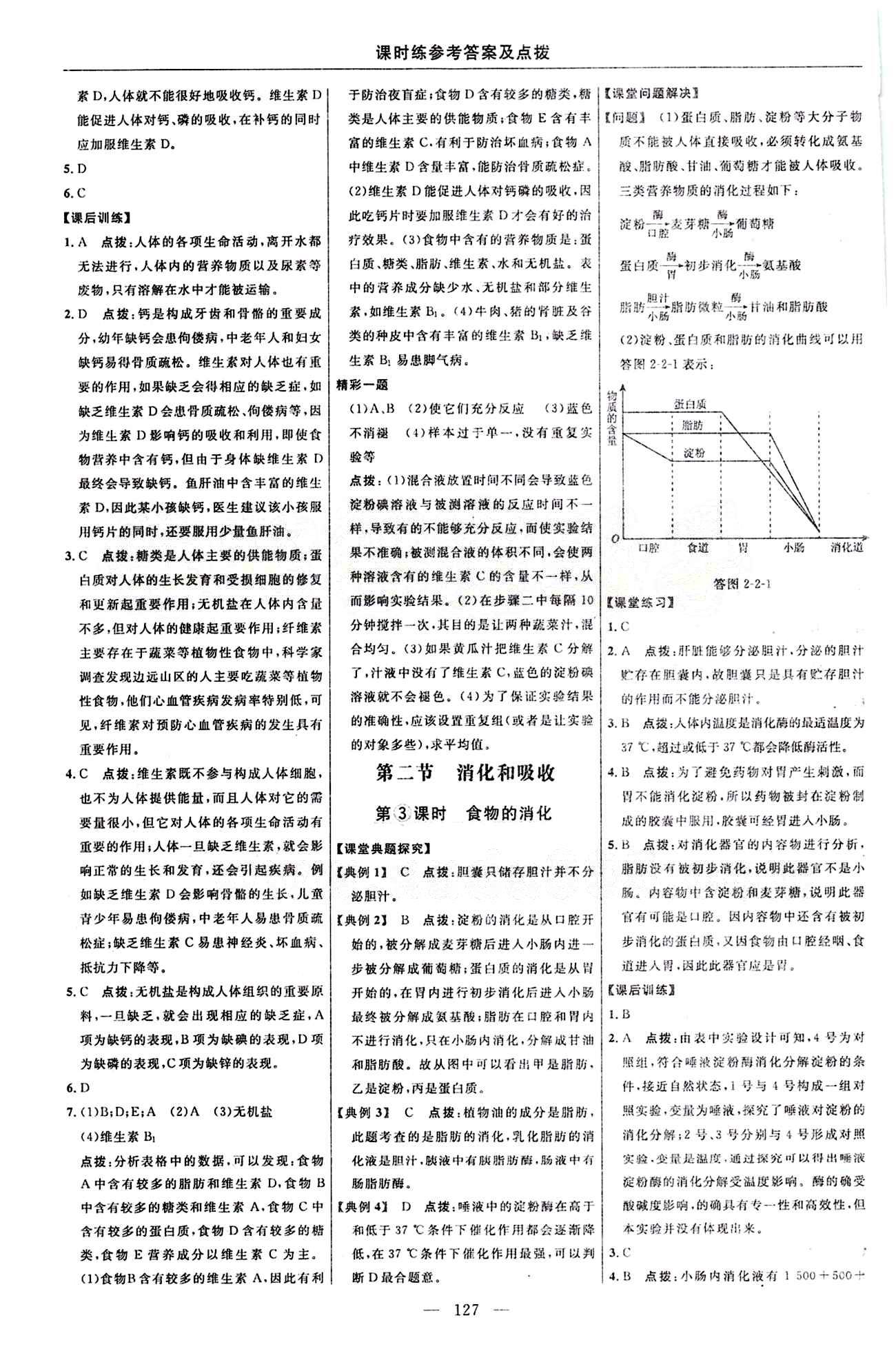 2015年點(diǎn)撥訓(xùn)練七年級生物下冊人教版 課時(shí)練答案與點(diǎn)撥 [6]