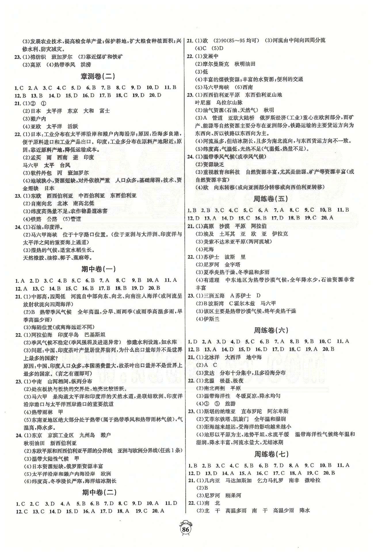 陽光奪冠七年級下地理海南出版社 周練卷、章測卷、期中卷 [2]