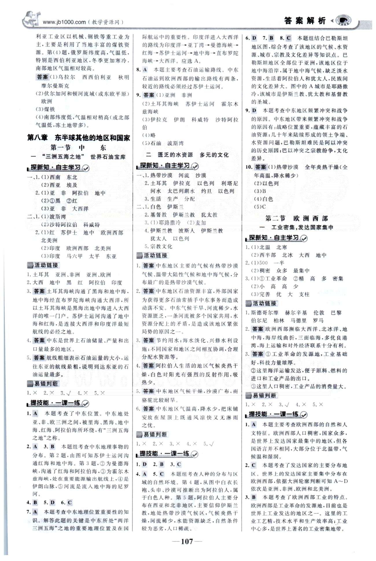 金榜學(xué)案七年級(jí)下地理浙江科學(xué)技術(shù)出版社 8-10章 [1]