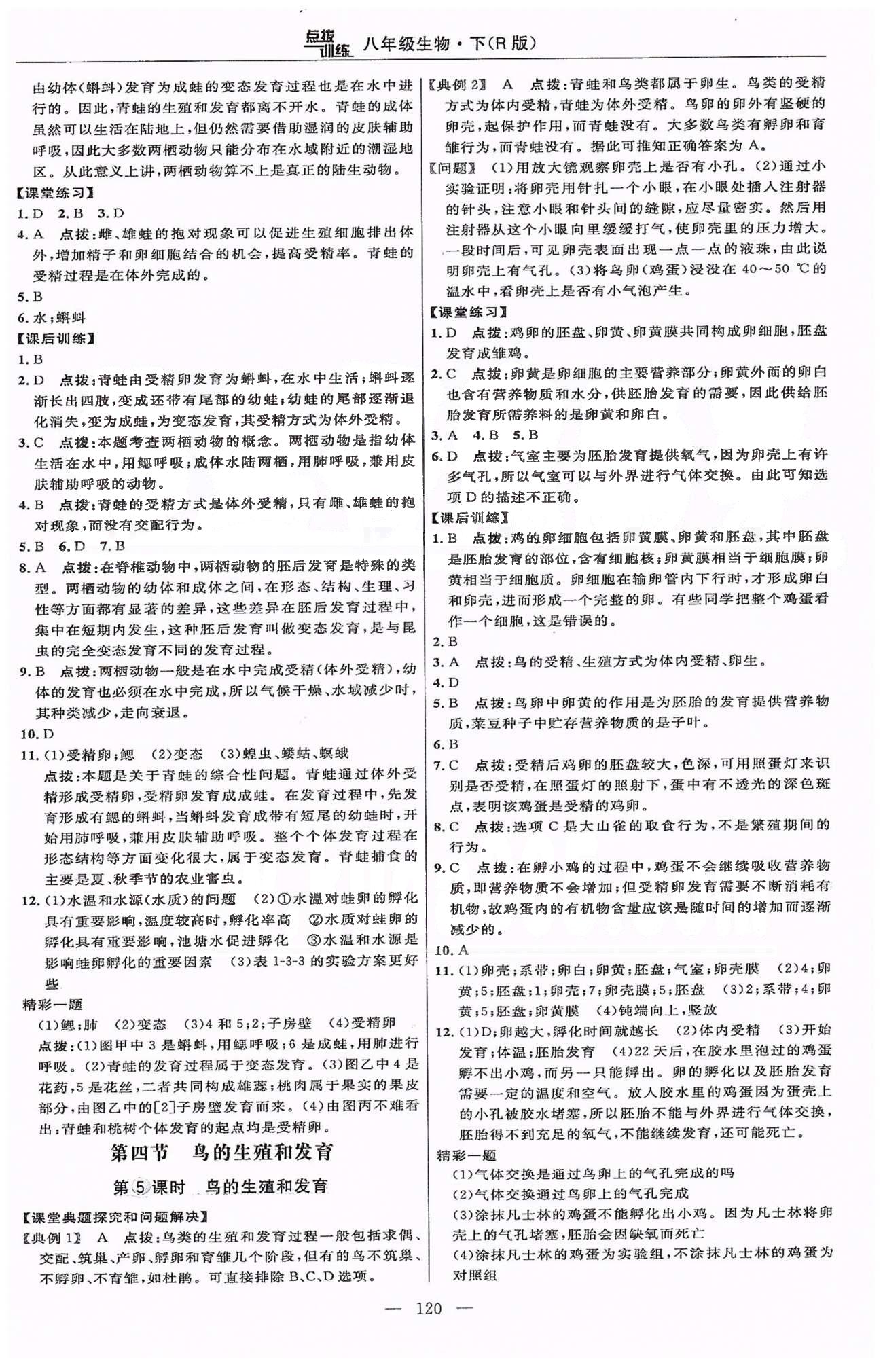 2015年點撥訓練八年級生物下冊人教版 第七單元 生物圈中生命的延續(xù)和發(fā)展 [4]