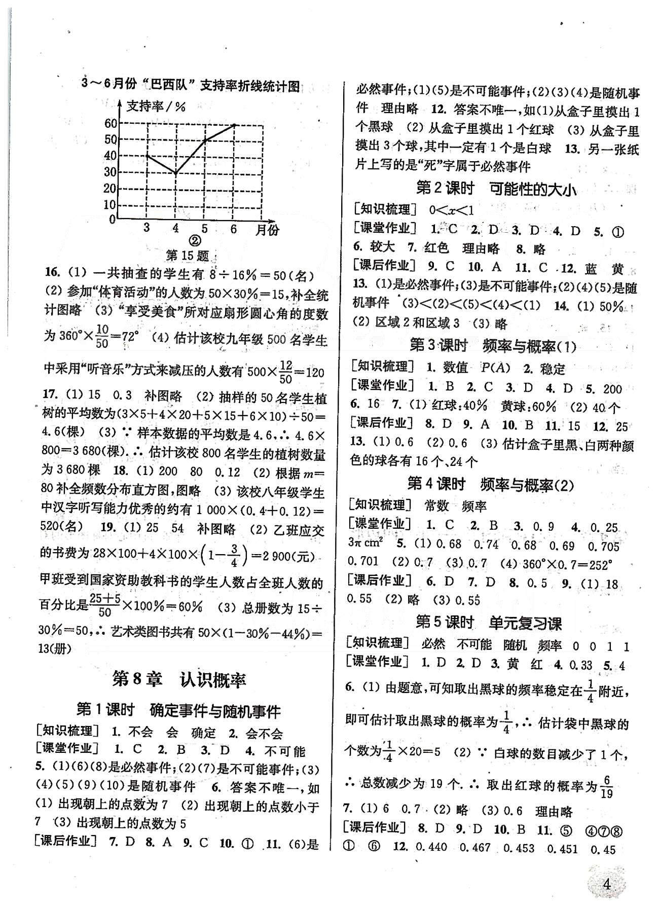 通城學(xué)典課時作業(yè)本八年級數(shù)學(xué)下冊江蘇版 第八章 認識概率 [1]