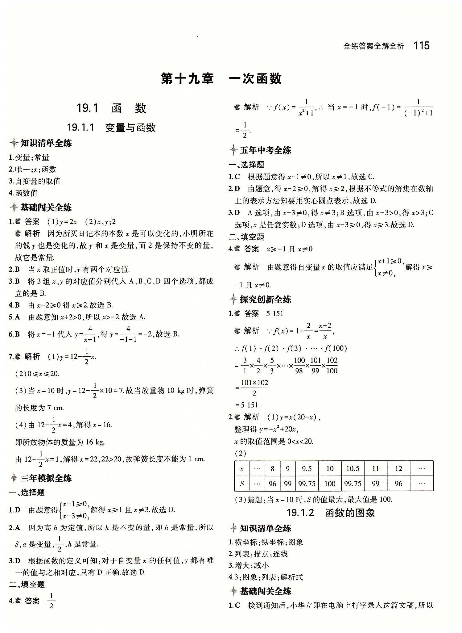 2015年5年中考3年模擬初中數(shù)學(xué)八年級(jí)下冊(cè)人教版 第十九章　一次函數(shù) [1]