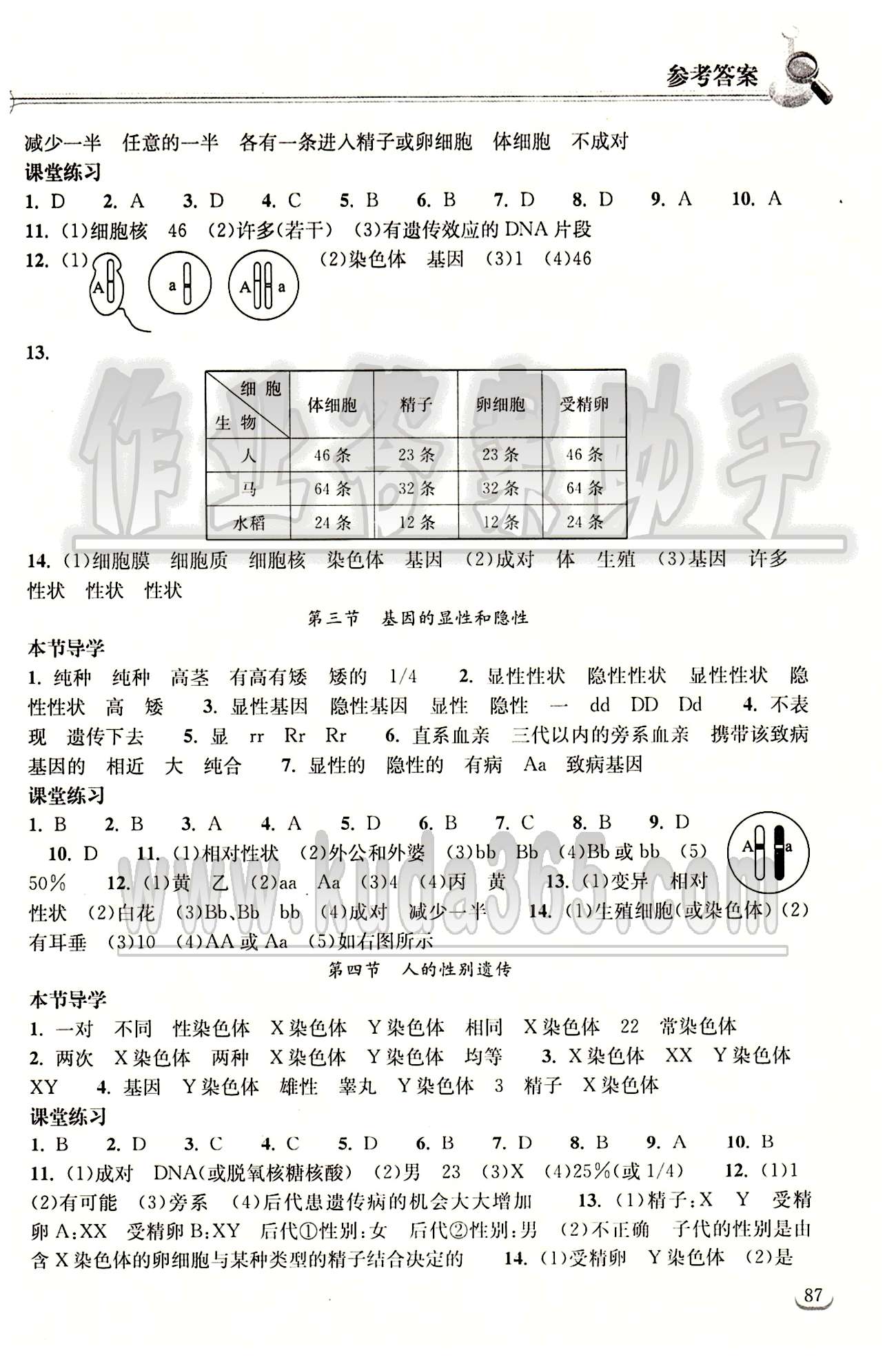 2015長江作業(yè)本同步練習(xí)冊八年級下生物長江出版社 第七單元 生物圈中生命的延續(xù)和發(fā)展 [3]