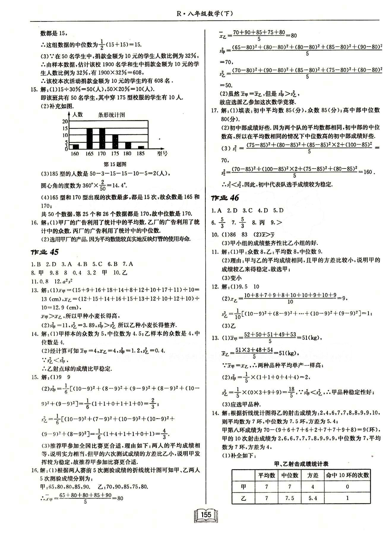 2015年啟東中學作業(yè)本八年級數(shù)學下冊人教版 第二十章　數(shù)據(jù)的分析 [3]