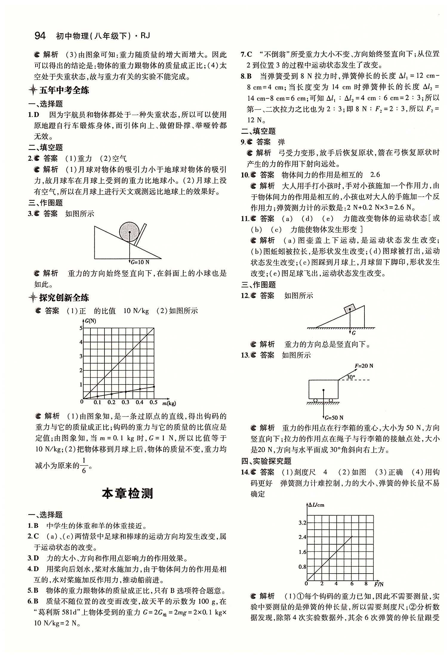 2015年5年中考3年模擬初中物理八年級(jí)下冊(cè)人教版 第七章　力 [4]