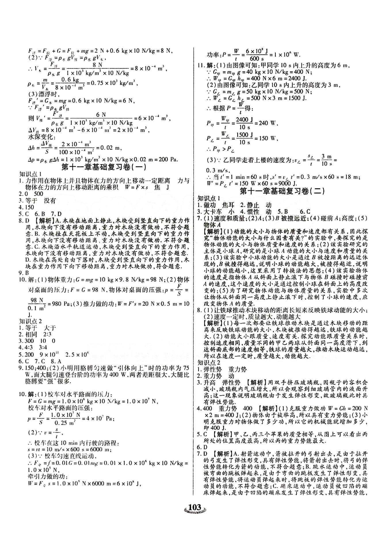 2015 金牛教輔 暢響雙優(yōu)卷八年級(jí)下物理天津科學(xué)技術(shù)出版社 參考答案 [7]