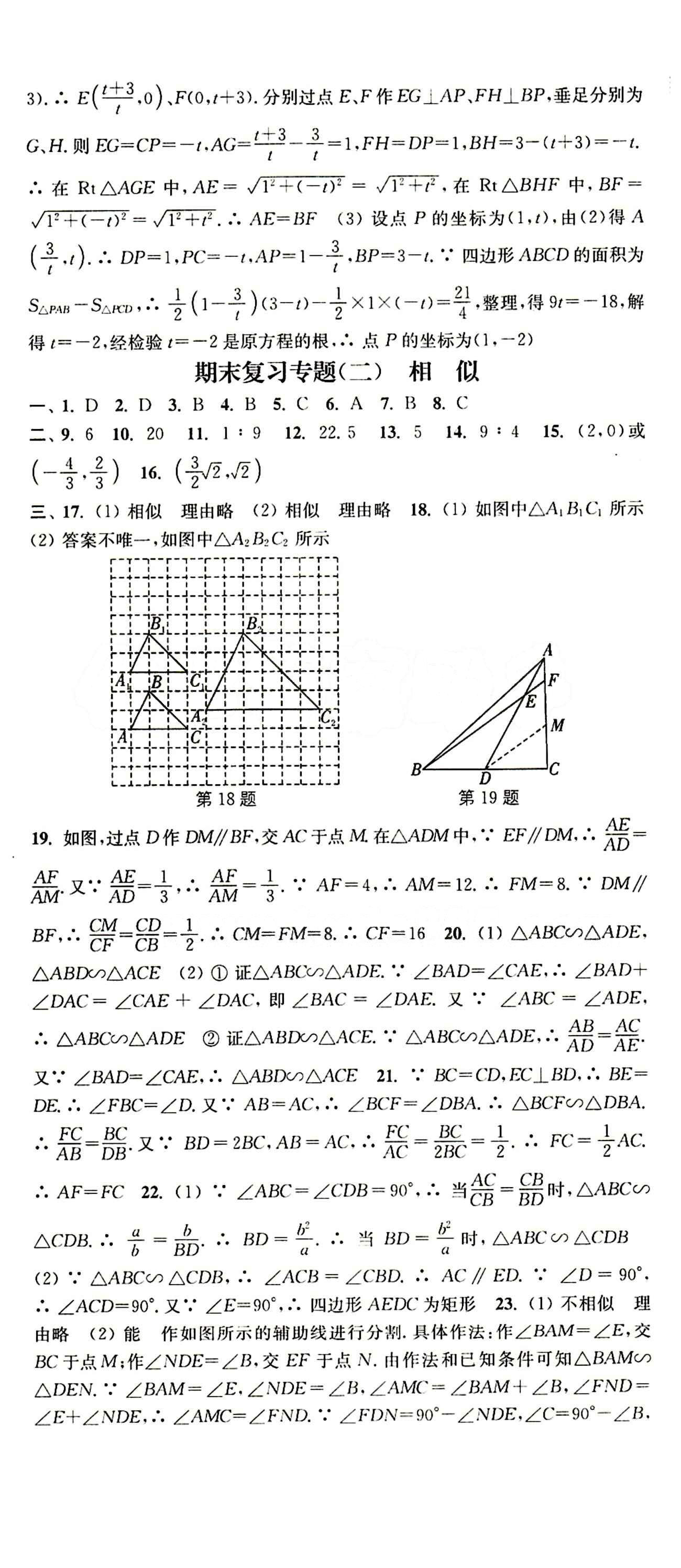 2015 通城學(xué)典 活頁檢測卷九年級下數(shù)學(xué)延邊大學(xué)出版社 期末復(fù)習(xí)專題 [2]