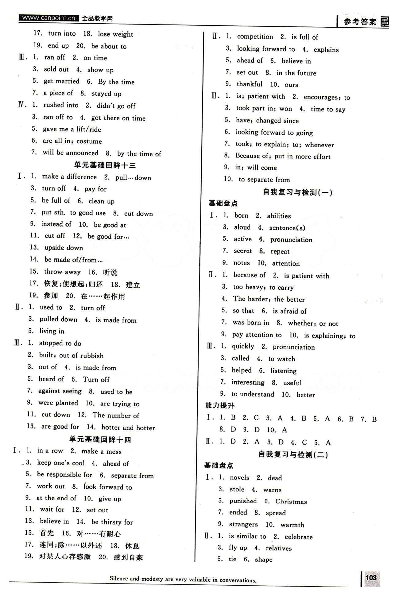 2015年全品学练考九年级英语全一册下人教版 作业手册 [6]