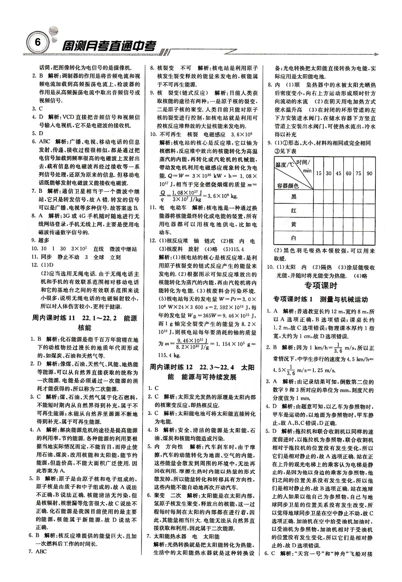 2015 周測月考 直通中考九年級下物理北京教育出版社 周內(nèi)課時練 [5]