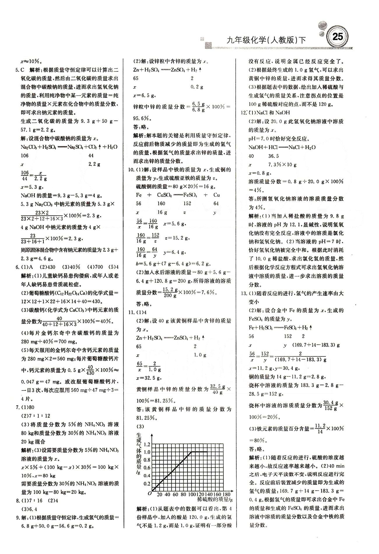 2015 周測月考 直通中考九年級下化學北京教育出版社 月測月考卷 [13]