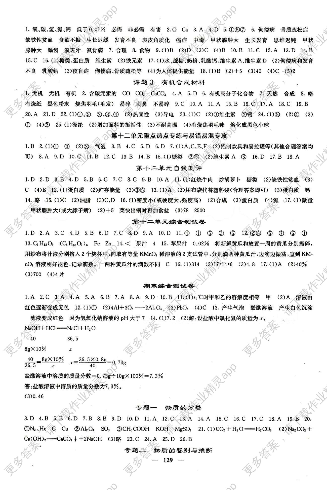 2015春 课堂点睛 点准点透点精九年级下化学希