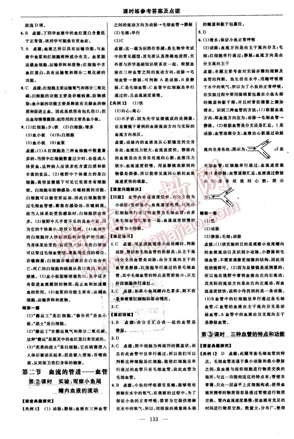 2016年點(diǎn)撥訓(xùn)練七年級(jí)生物下冊(cè)人教版 第19頁(yè)