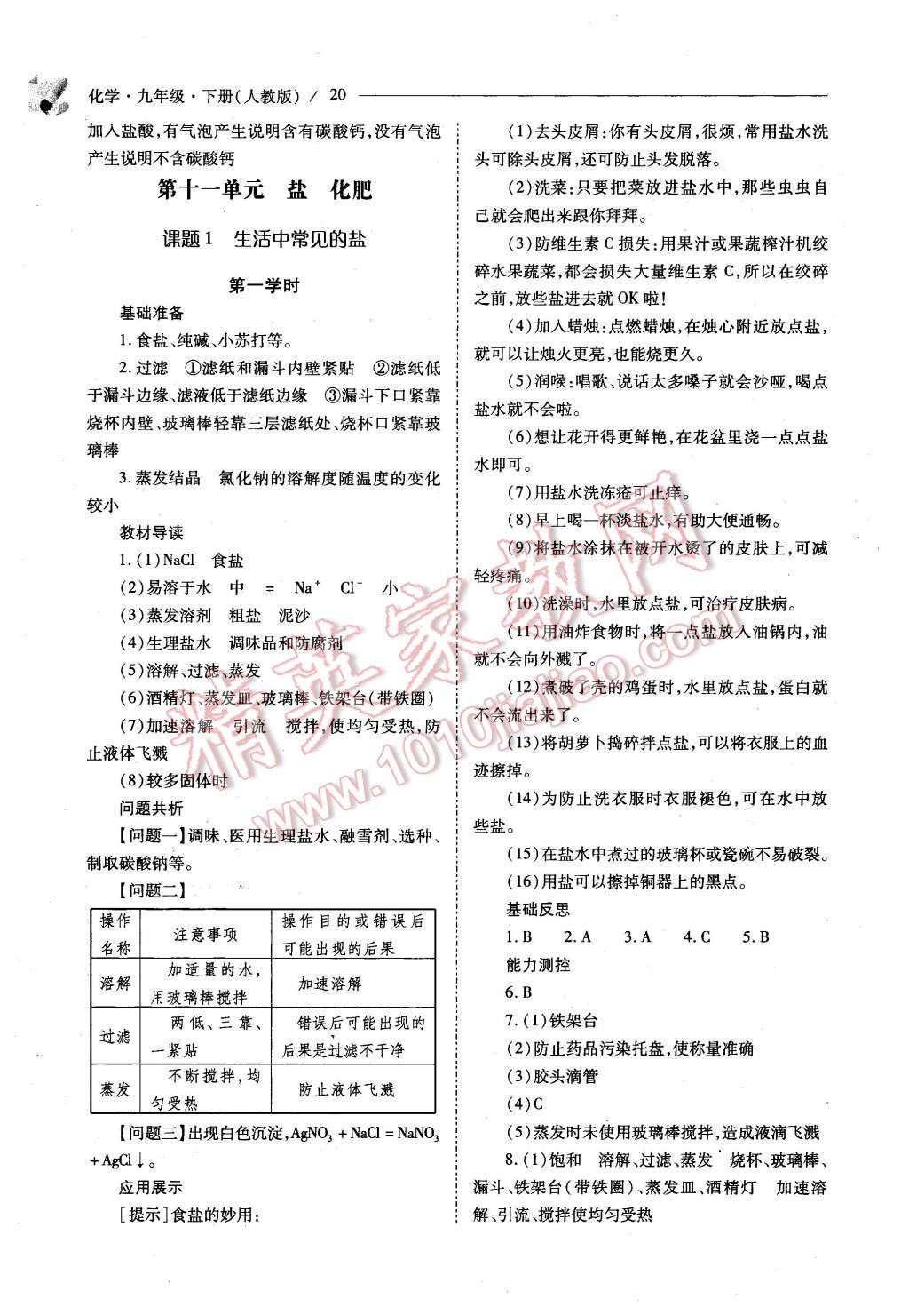 2016年新課程問題解決導學方案九年級化學下冊人教版 第20頁