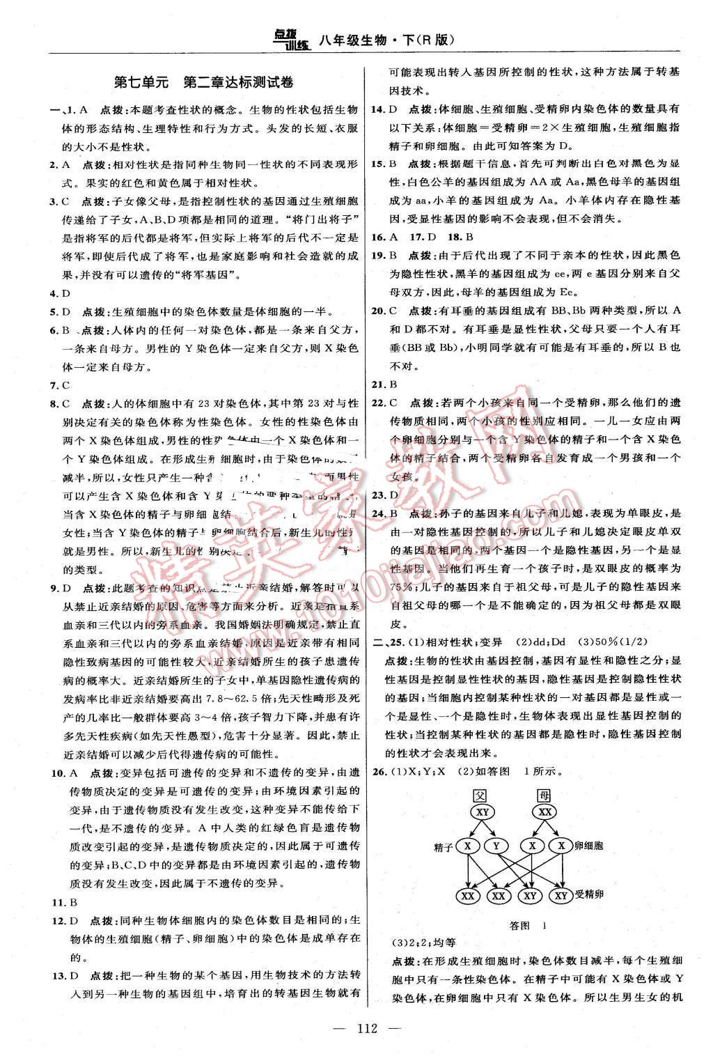 2016年點(diǎn)撥訓(xùn)練八年級(jí)生物下冊(cè)人教版 第2頁