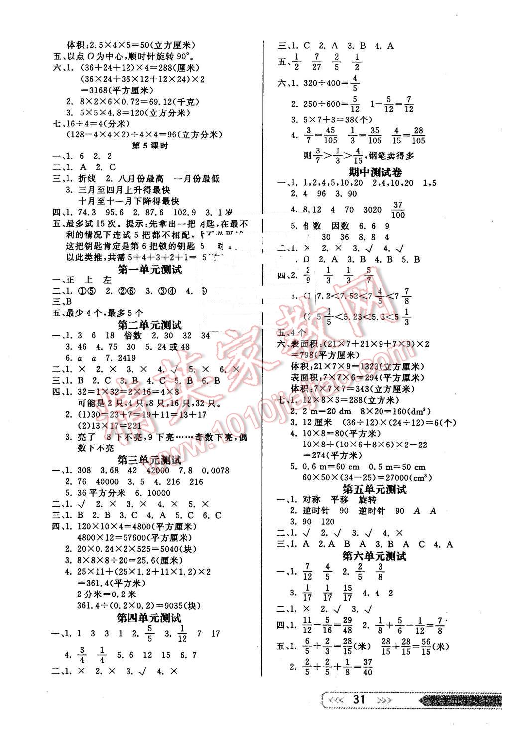 2016年小學(xué)生學(xué)習(xí)樂園隨堂練五年級(jí)數(shù)學(xué)下冊(cè)人教版 第7頁(yè)