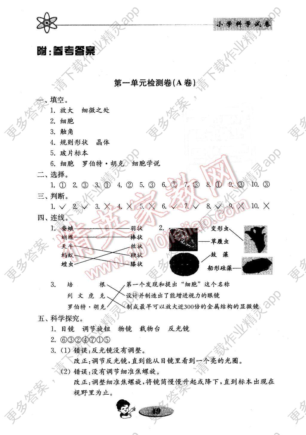 2016年金钥匙小学科学试卷六年级下册教科版