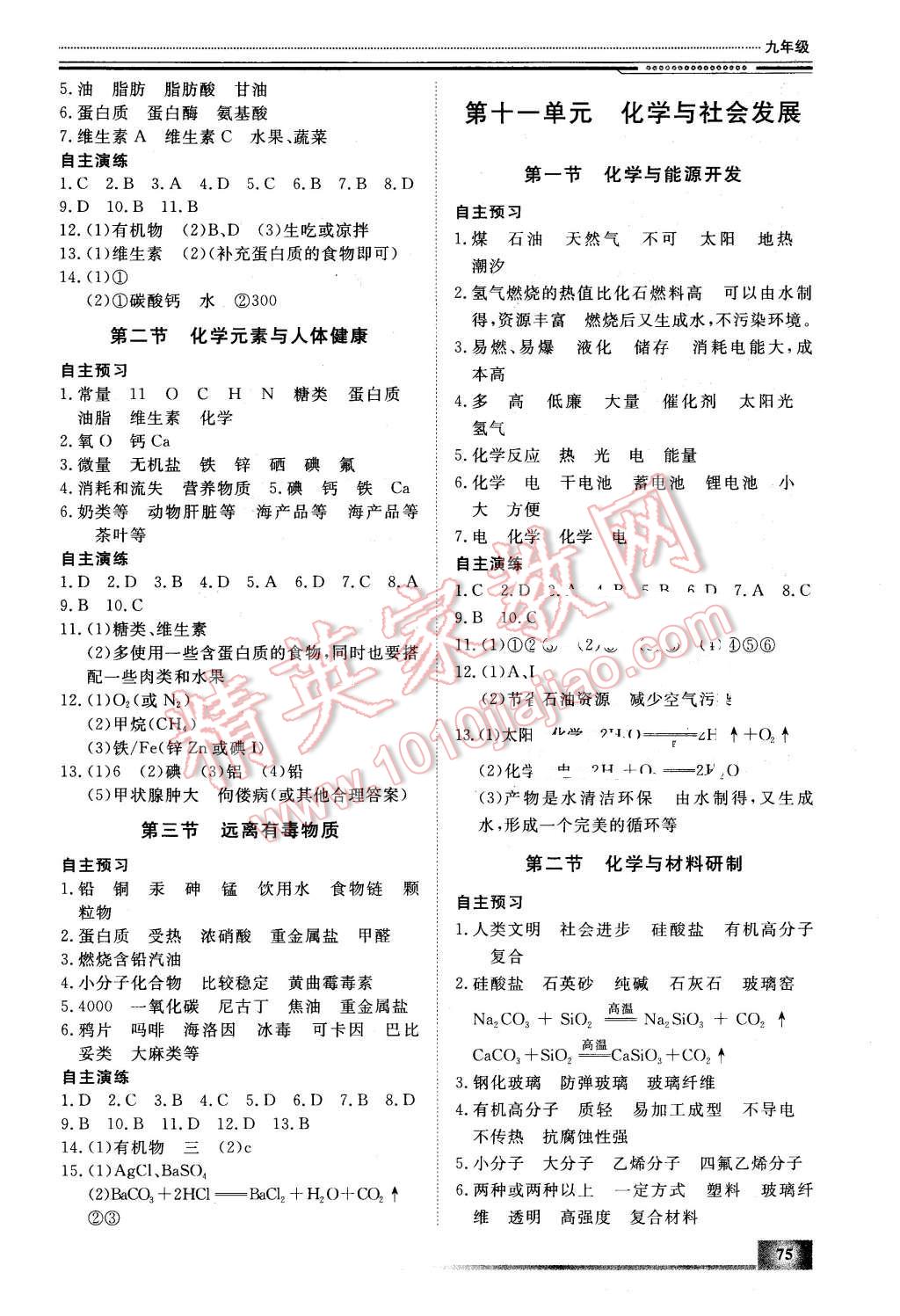 2016年文軒假期生活指導九年級化學 第9頁