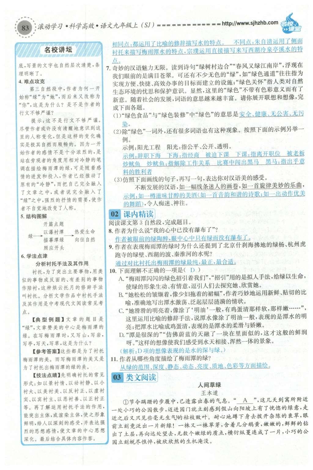 2015年名校課堂滾動(dòng)學(xué)習(xí)法九年級(jí)語(yǔ)文上冊(cè)蘇教版 第六單元第80頁(yè)