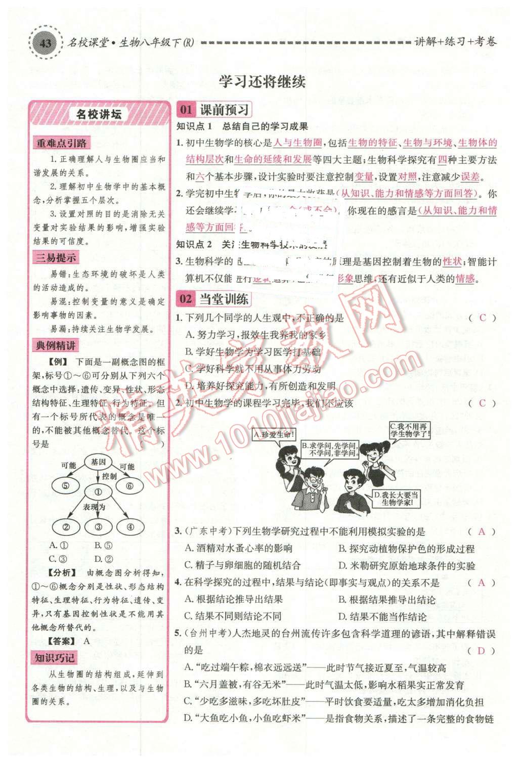 2016年名校課堂滾動學(xué)習(xí)法八年級生物下冊人教版 第43頁