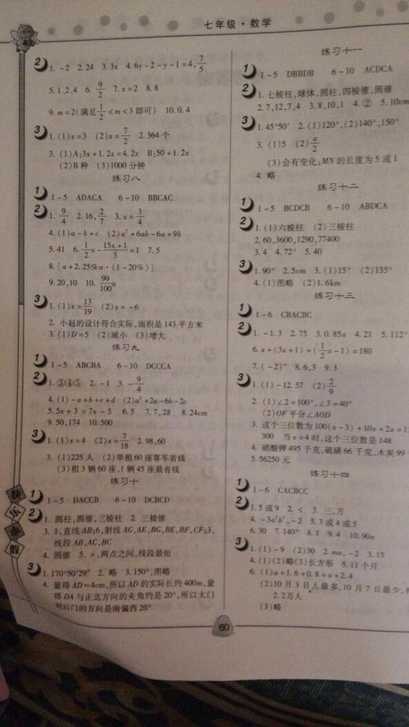2015年Happy寒假作业Winter快乐寒假七年级数学北师大版 第14页