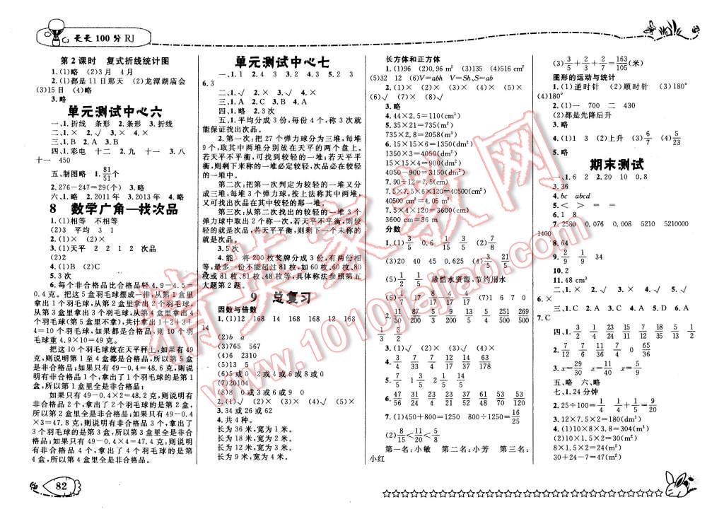 2016年天天100分优化作业本五年级数学下册人教版 第6页