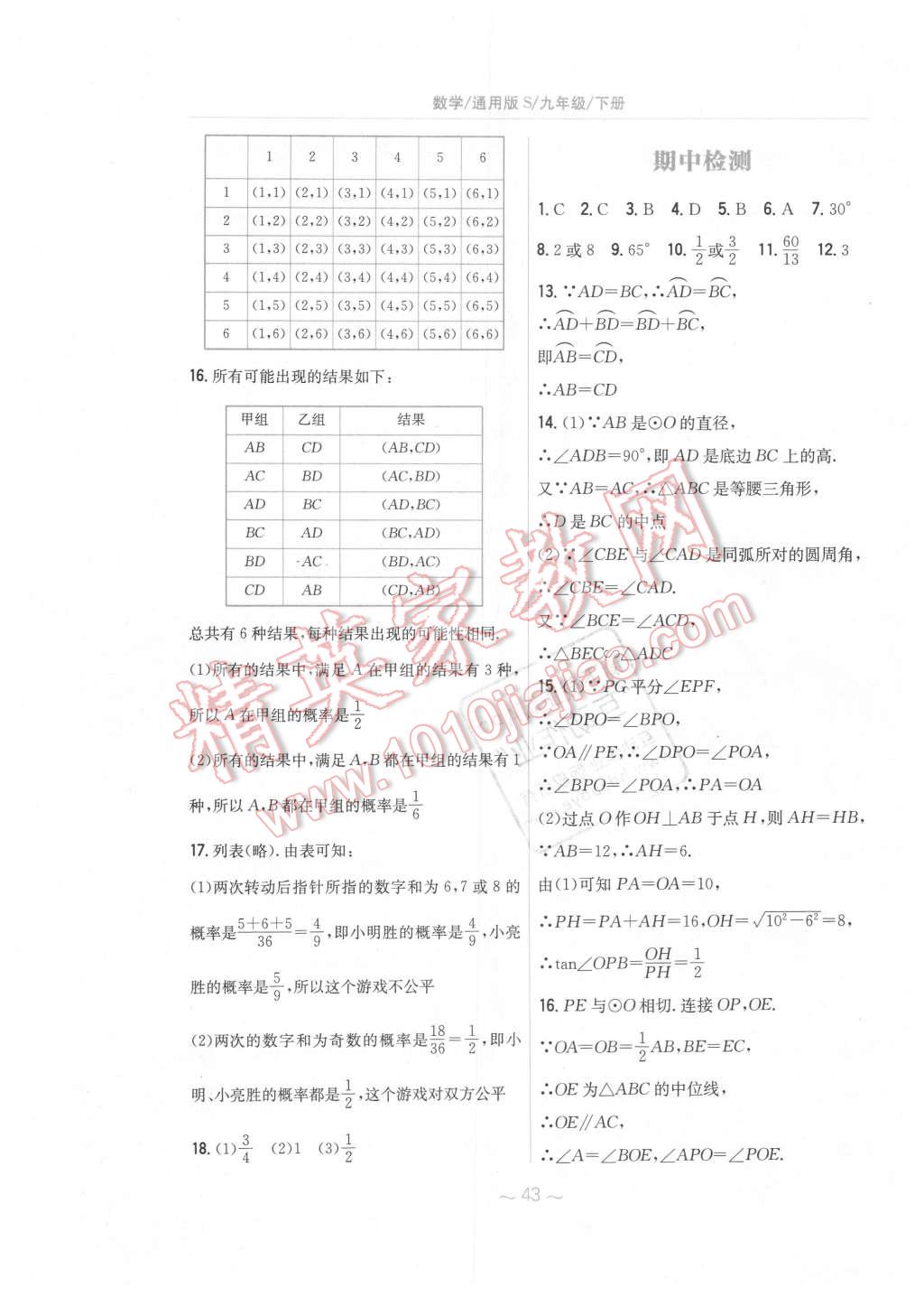 2016年新編基礎(chǔ)訓(xùn)練九年級數(shù)學(xué)下冊通用S版安徽教育出版社 第23頁