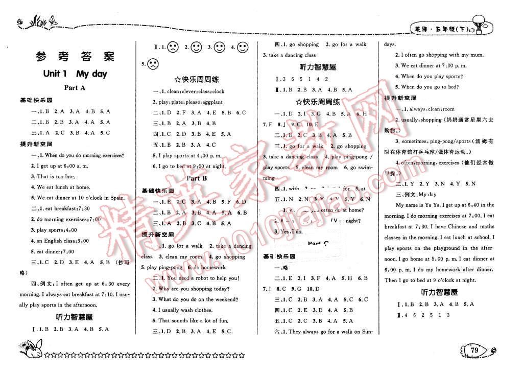 2016年天天100分優(yōu)化作業(yè)本五年級(jí)英語(yǔ)下冊(cè)人教版 第1頁(yè)