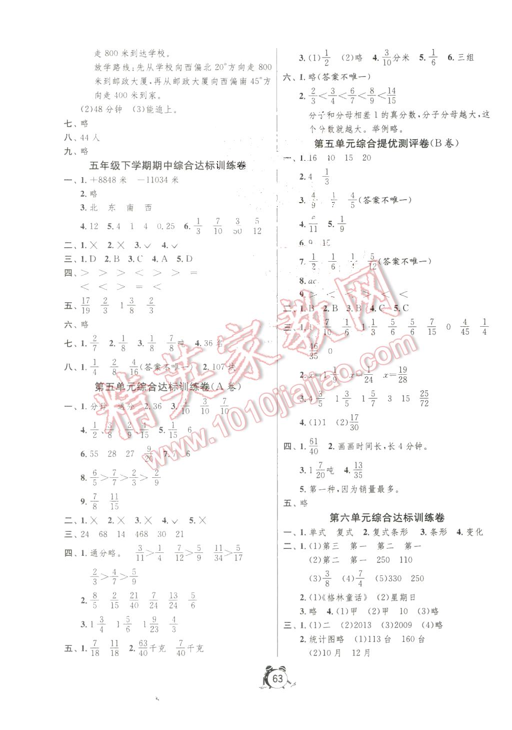 2016年名牌牛皮卷提優(yōu)名卷五年級(jí)數(shù)學(xué)下冊(cè)青島版 第3頁