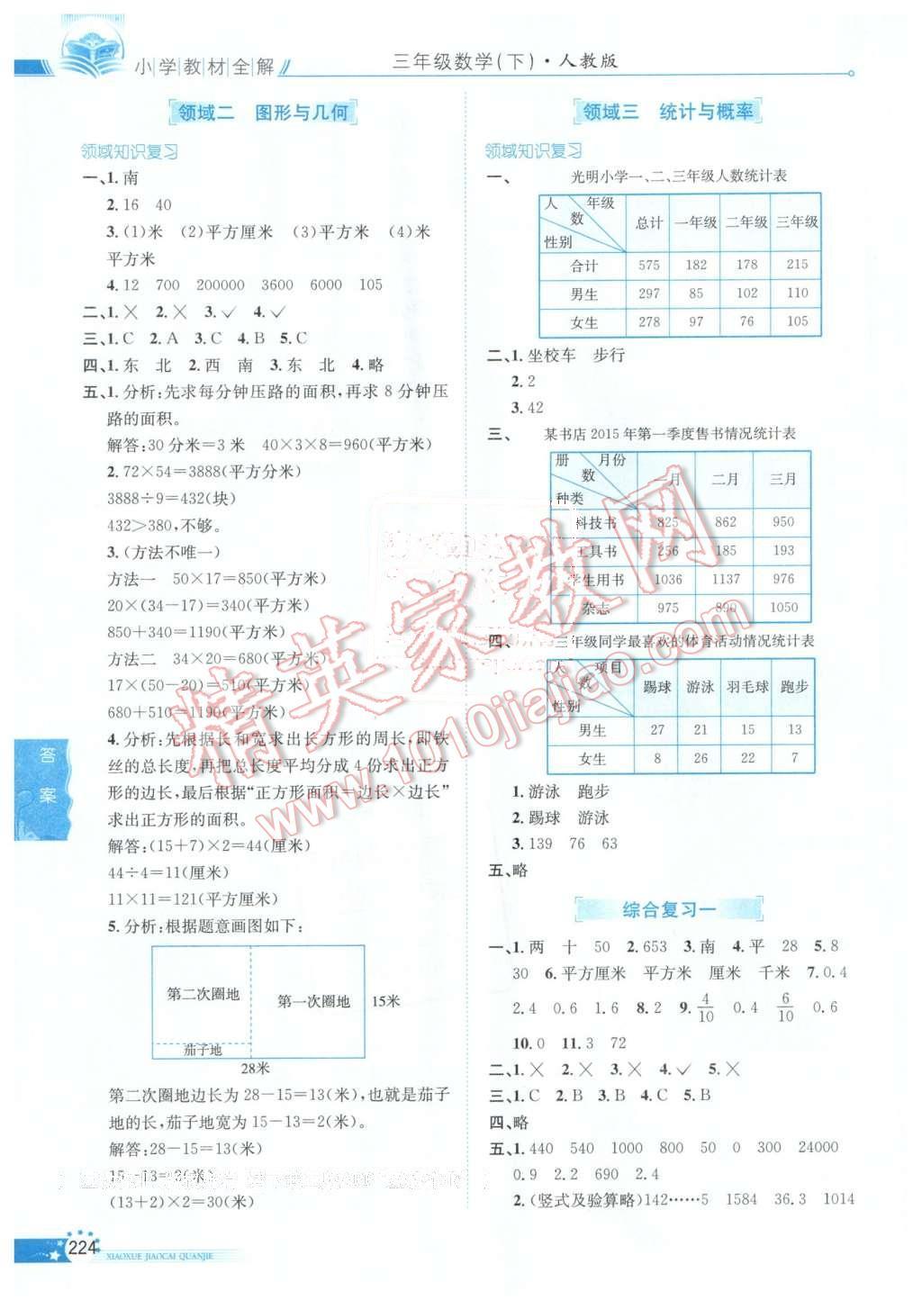 2016年小學(xué)教材全解三年級數(shù)學(xué)下冊人教版天津?qū)Ｓ?nbsp;第14頁