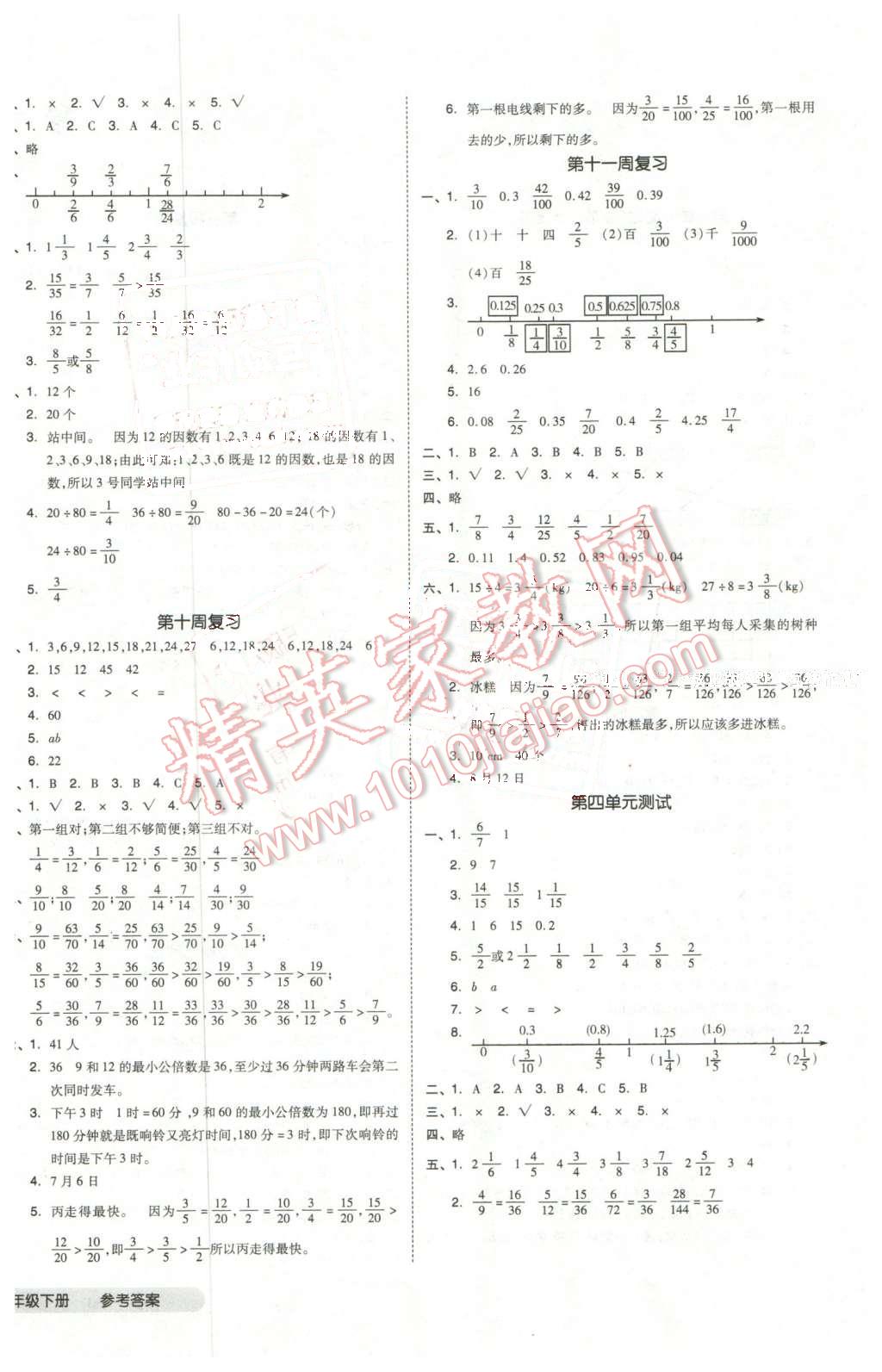 2016年全品小復(fù)習(xí)五年級(jí)數(shù)學(xué)下冊(cè)人教版 第4頁(yè)