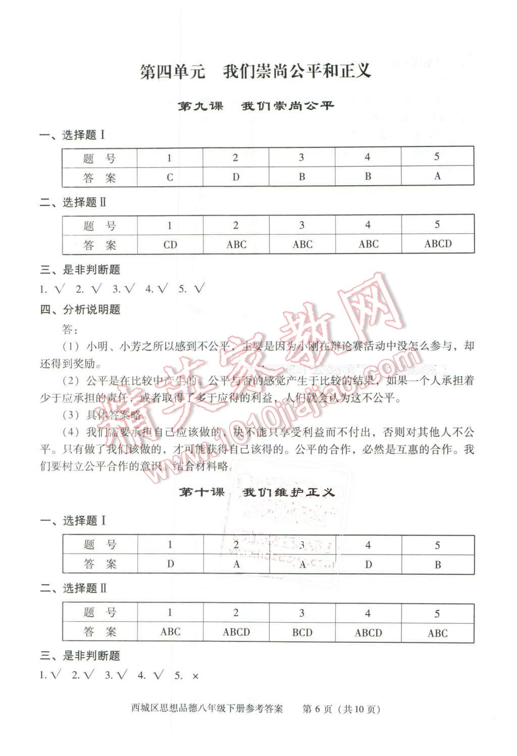 2016年學(xué)習(xí)探究診斷八年級思想品德下冊 第6頁