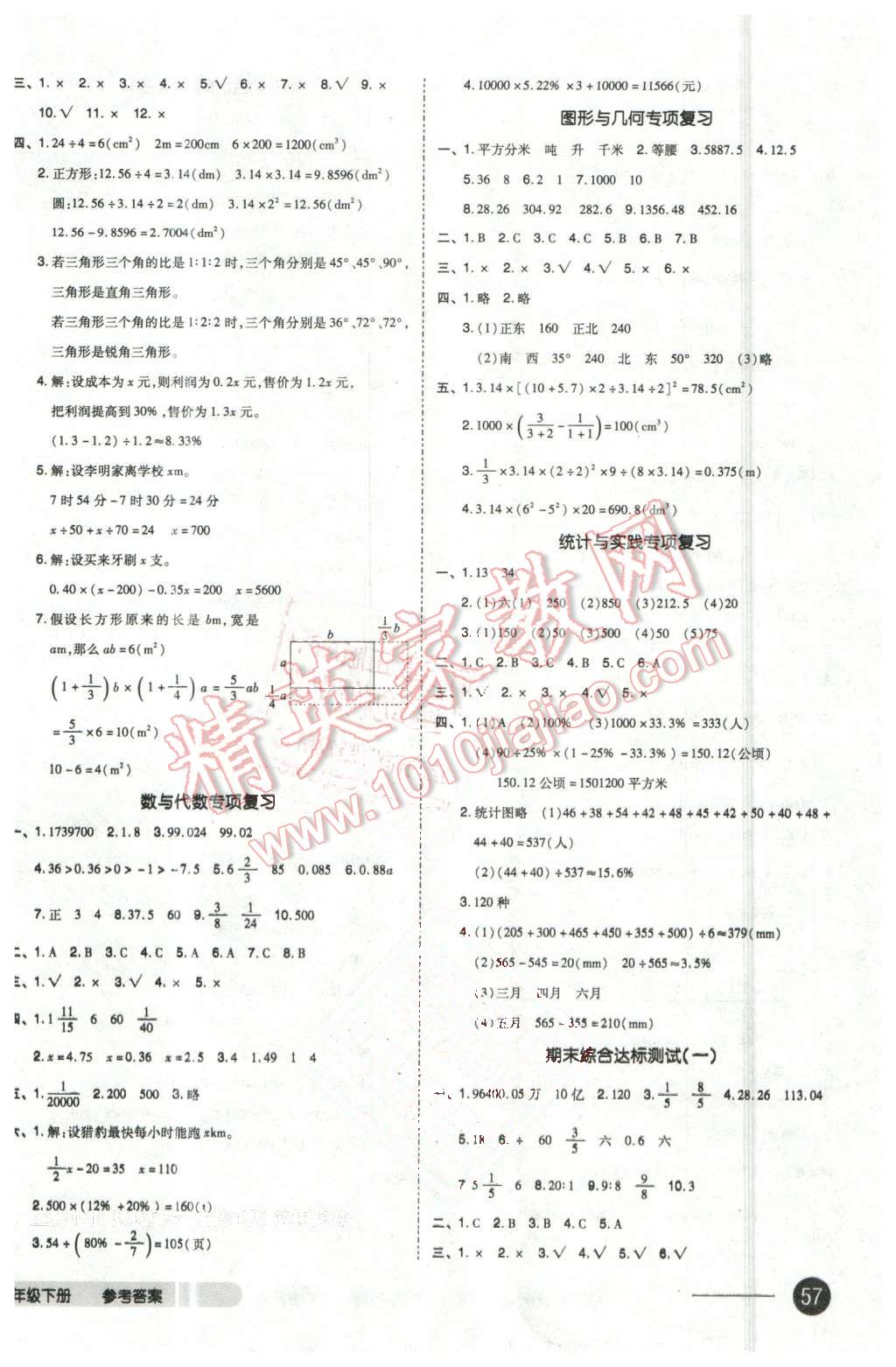 2016年全品小復(fù)習(xí)六年級(jí)數(shù)學(xué)下冊(cè)人教版 第6頁(yè)