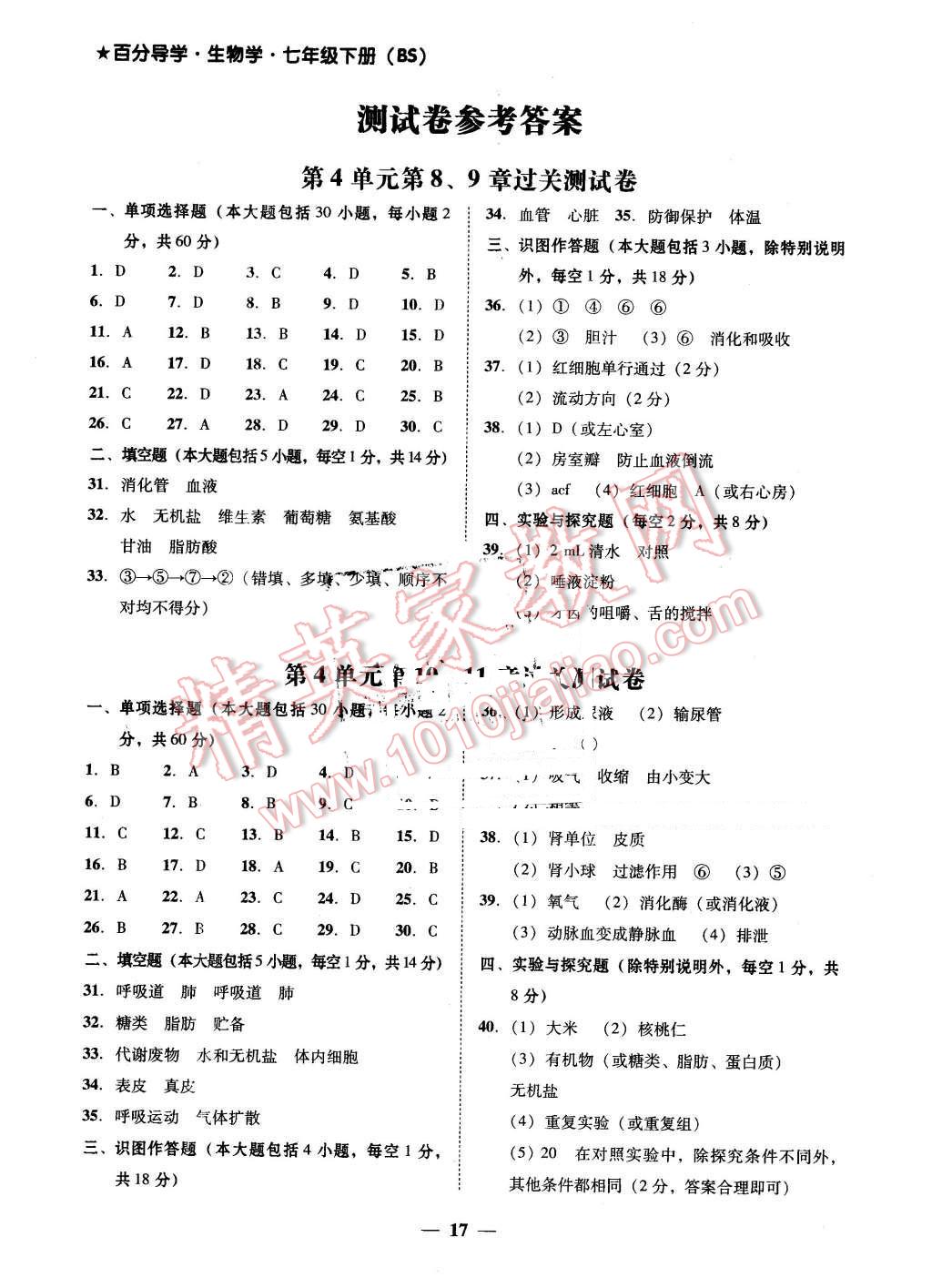 2016年易百分百分導(dǎo)學(xué)七年級生物學(xué)下冊北師大版 第1頁