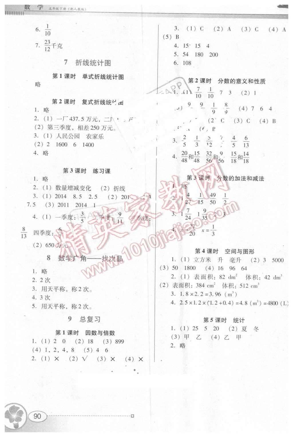 2016年南方新課堂金牌學案五年級數(shù)學下冊人教版 第7頁