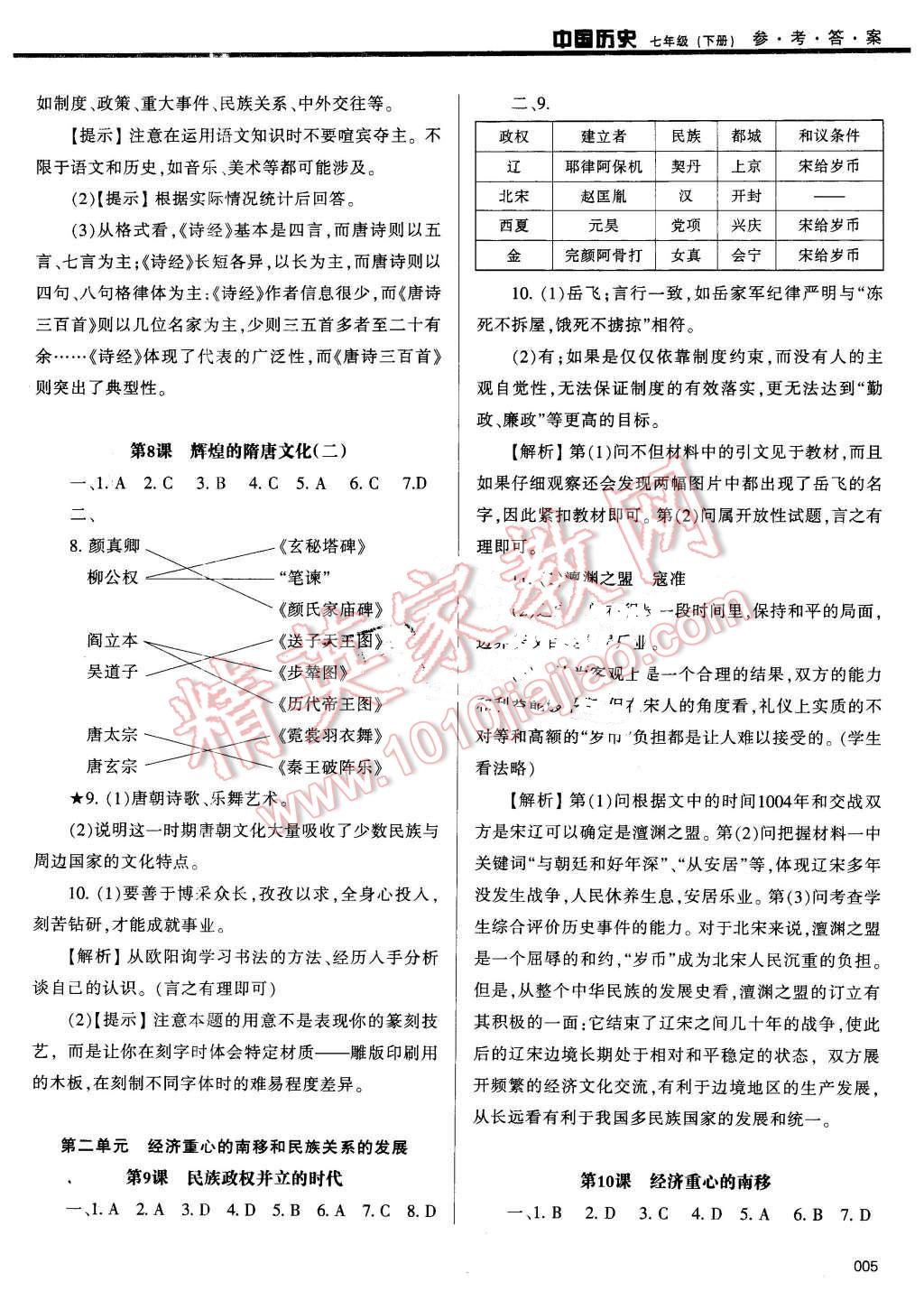 2016年学习质量监测七年级中国历史下册人教版 第5页