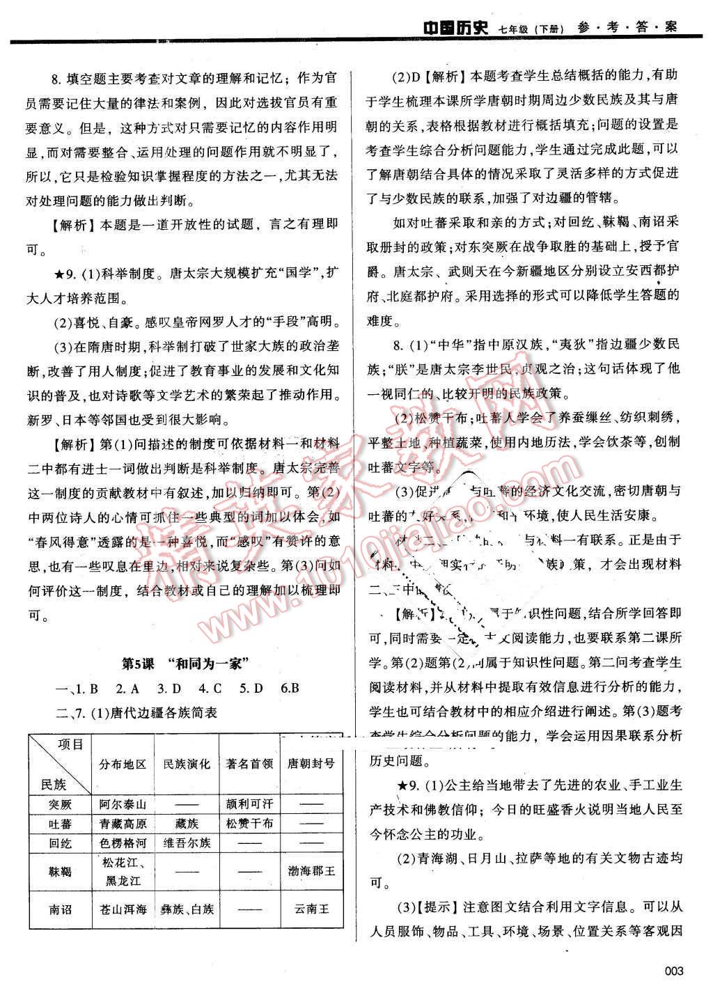 2016年学习质量监测七年级中国历史下册人教版 第3页