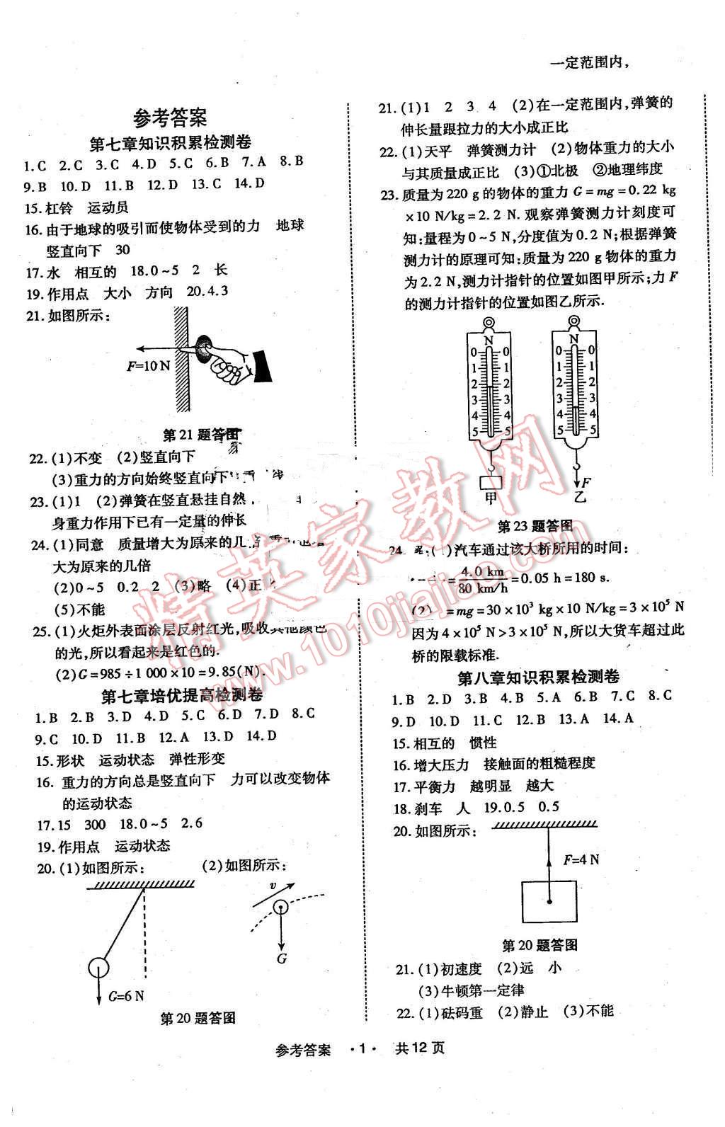 2016年一学通状元大考卷八年级物理下册人教版 第1页