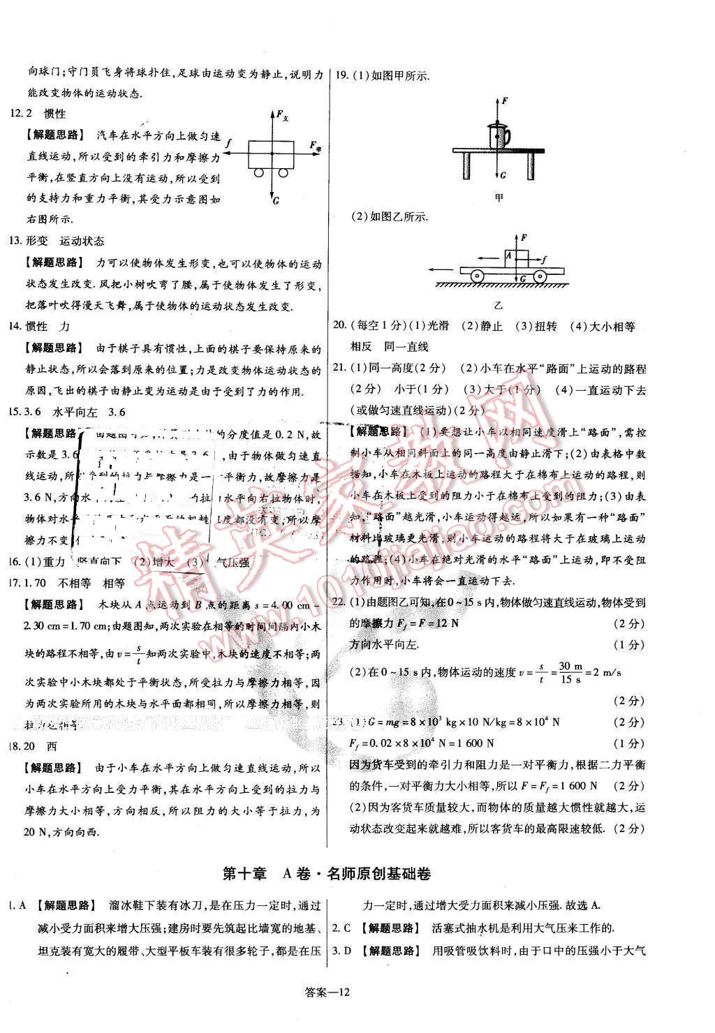 2016年金考卷活頁(yè)題選八年級(jí)物理下冊(cè)蘇科版 第12頁(yè)