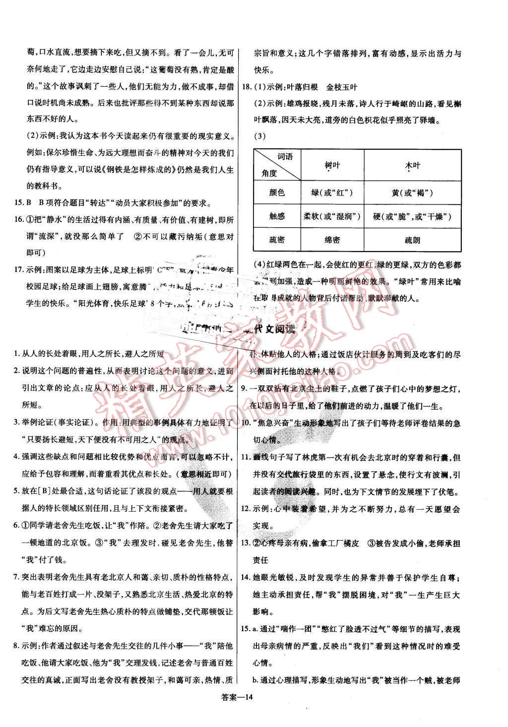 2016年金考卷活頁題選八年級語文下冊語文版 第14頁