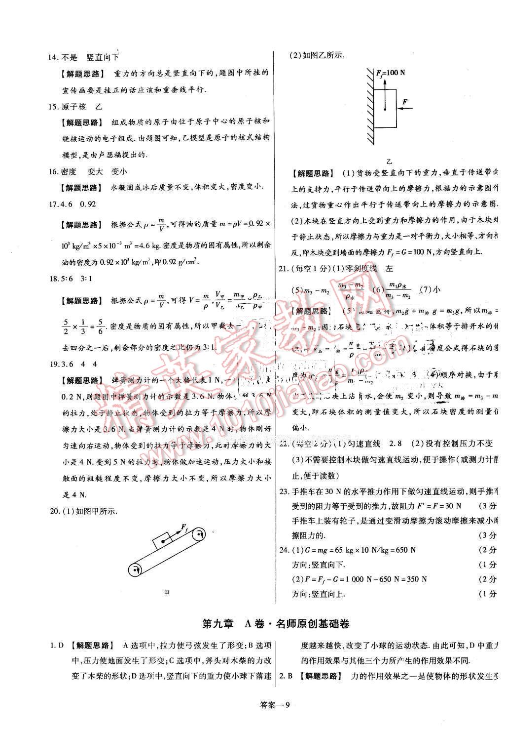 2016年金考卷活頁(yè)題選八年級(jí)物理下冊(cè)蘇科版 第9頁(yè)