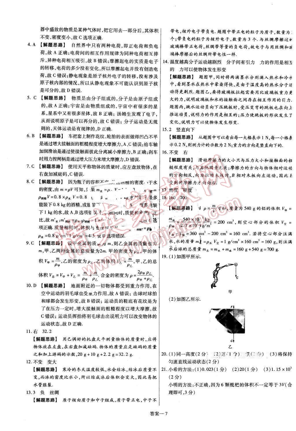 2016年金考卷活頁題選八年級物理下冊蘇科版 第7頁