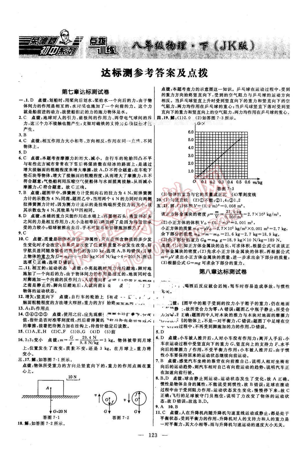 2016年點撥訓(xùn)練八年級物理下冊教科版 第1頁