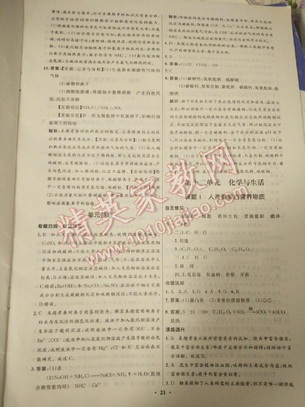 2016年同步學(xué)習(xí)目標(biāo)與檢測九年級化學(xué)下冊人教版 第21頁