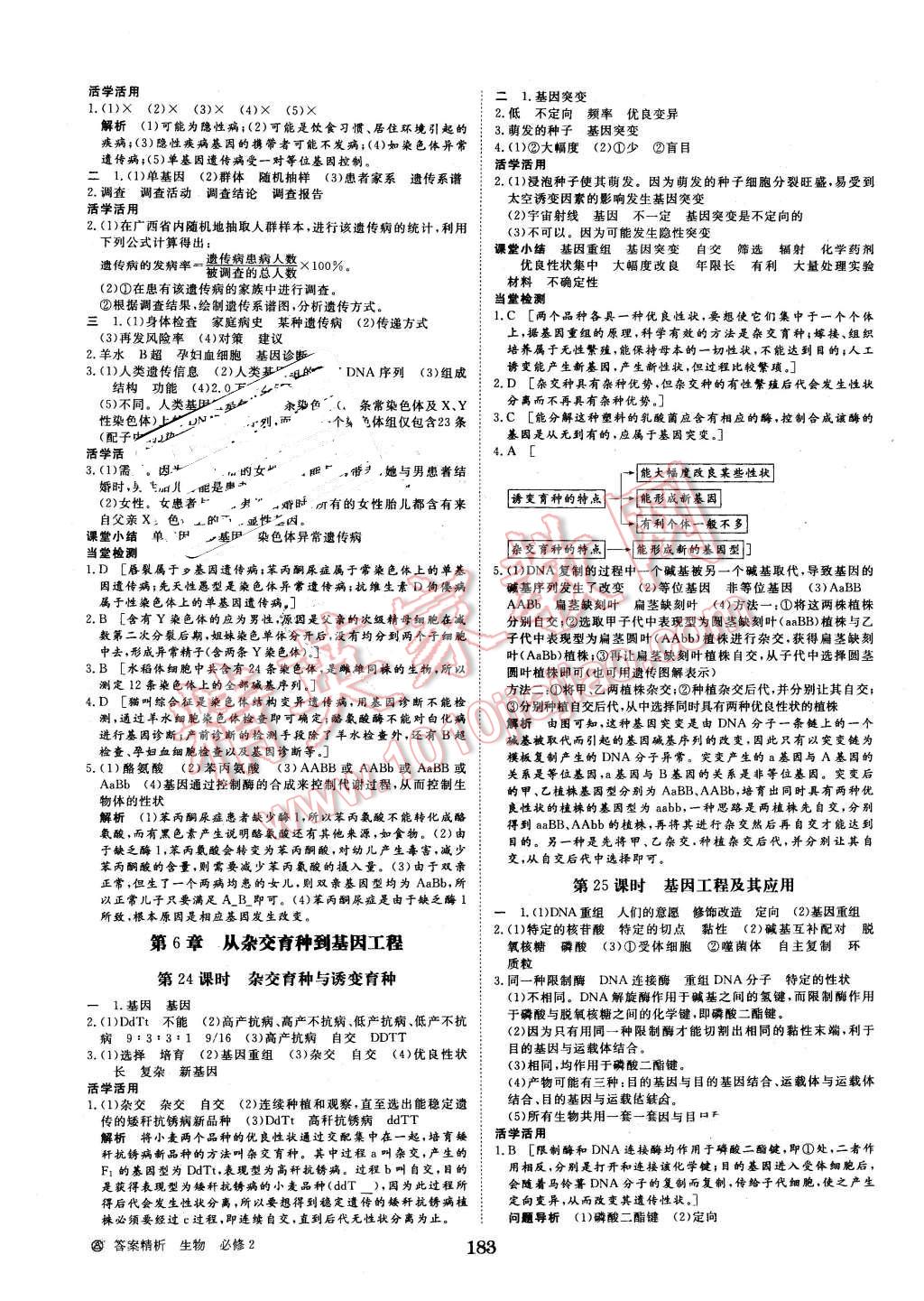 2015年步步高学案导学与随堂笔记生物必修2人教版 第11页