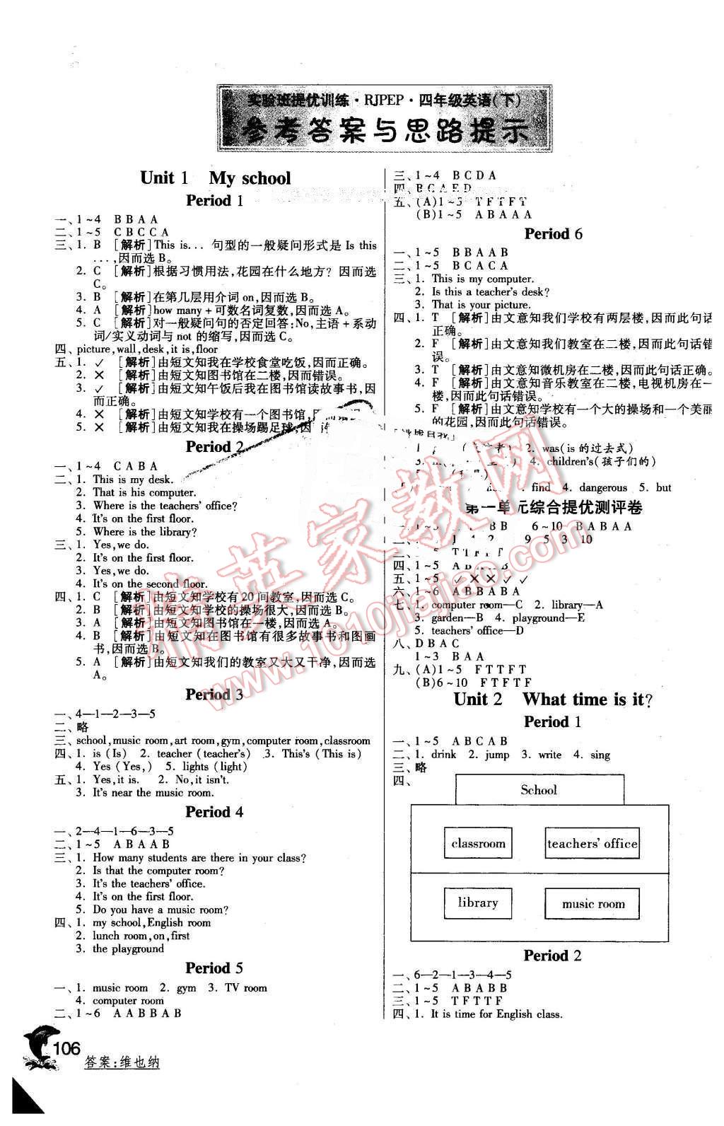 2016年實驗班提優(yōu)訓練四年級英語下冊人教PEP版 第1頁