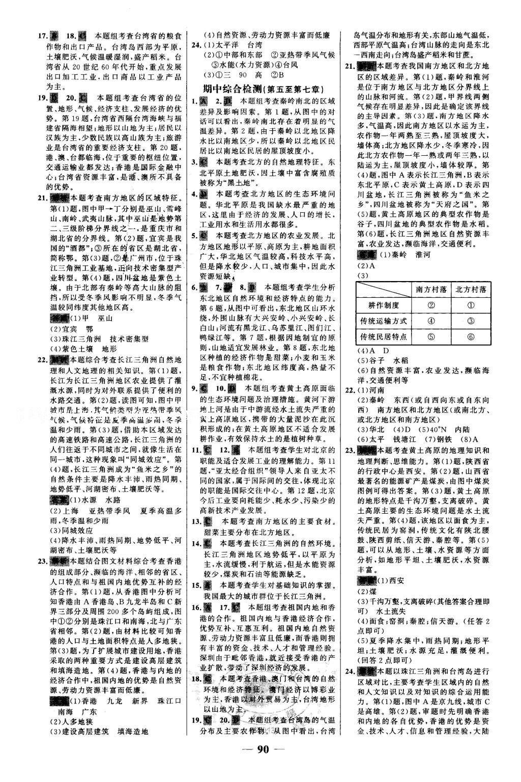 2016年世紀(jì)金榜百練百勝八年級(jí)地理下冊(cè) 參考答案第19頁(yè)