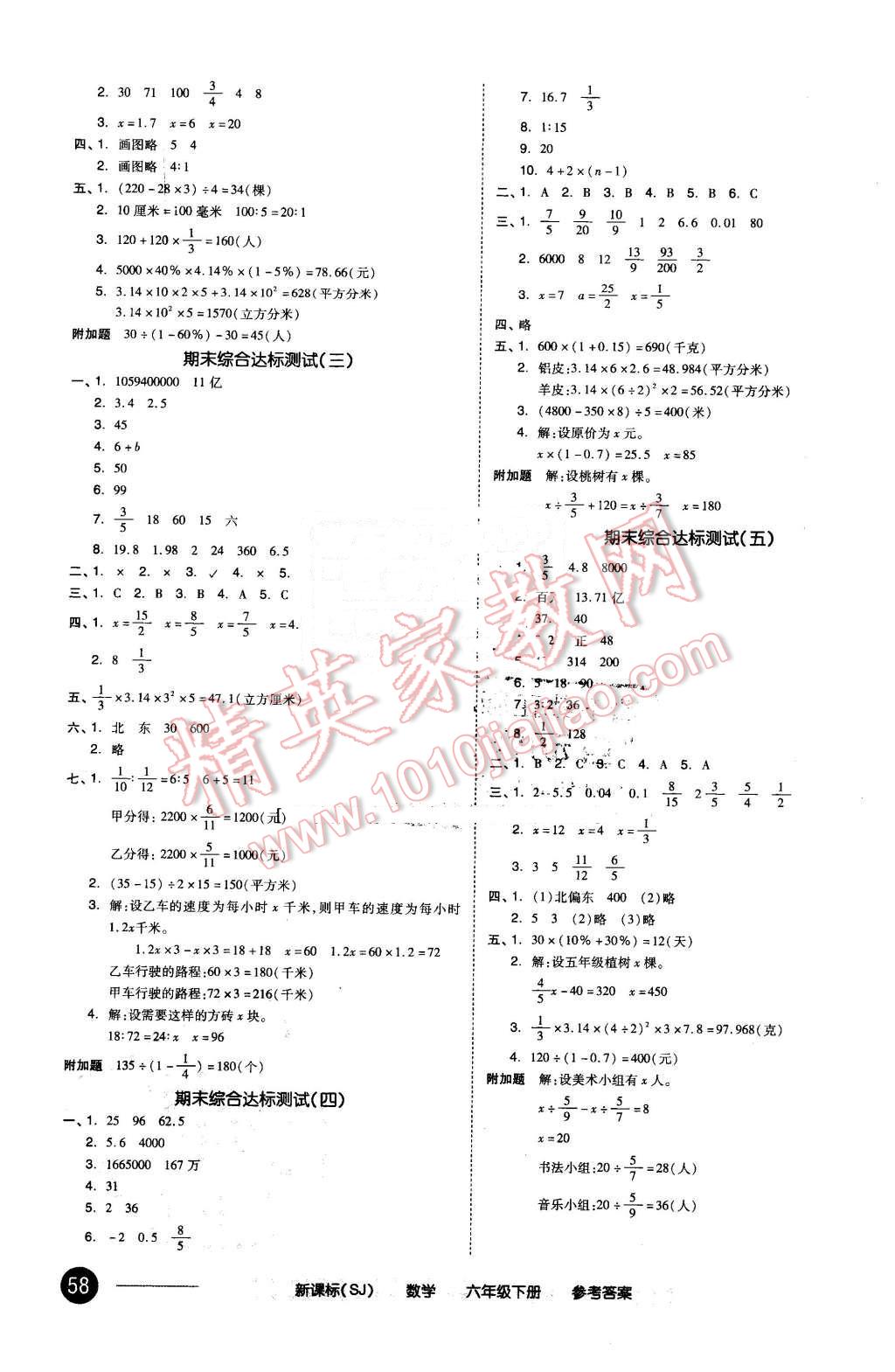 2016年全品小復(fù)習(xí)六年級(jí)數(shù)學(xué)下冊(cè)蘇教版 第7頁(yè)