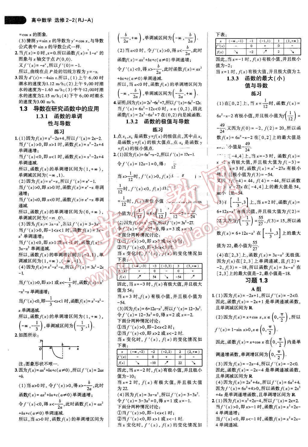 課本高中數(shù)學(xué)選修2-2人教A版 參考答案第2頁