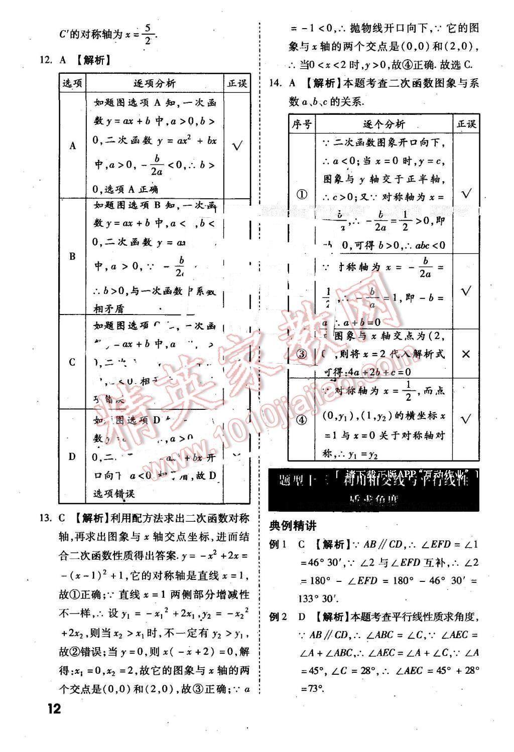 2016年萬唯教育陜西中考試題研究選擇題與填空題數(shù)學第9年第9版 第12頁